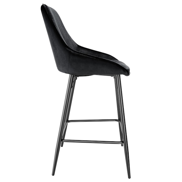 Barstol Siera med rygstøtte - Velour sort/sort,Sæt med 6 stk. Velour sort/sort