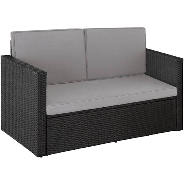 tectake Polyrattan havesofasæt Korfu -  sort/grå Grey