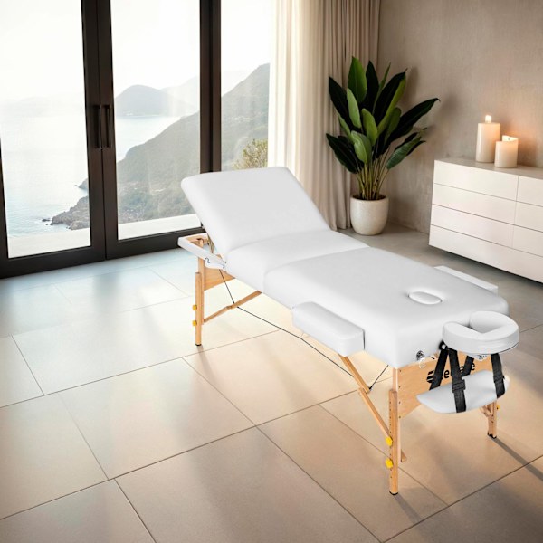 tectake 3-zoners massagebriks Somwang med 7,5 cm polstring og træramme -  hvid White