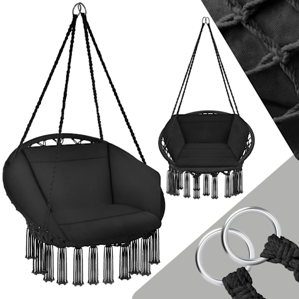 tectake Hængestol Grazia -  sort Black