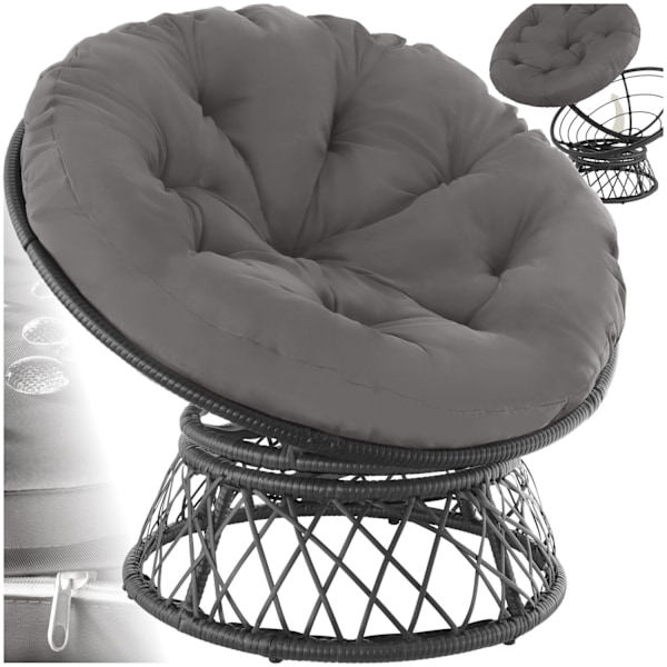 tectake Polyrattan havestol Gargano -  sort Black