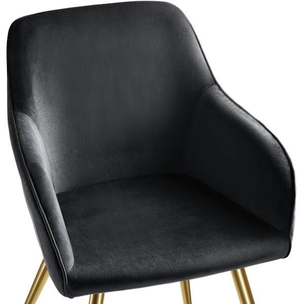 tectake Stol Marilyn velour, guld -  sort/guld Gold