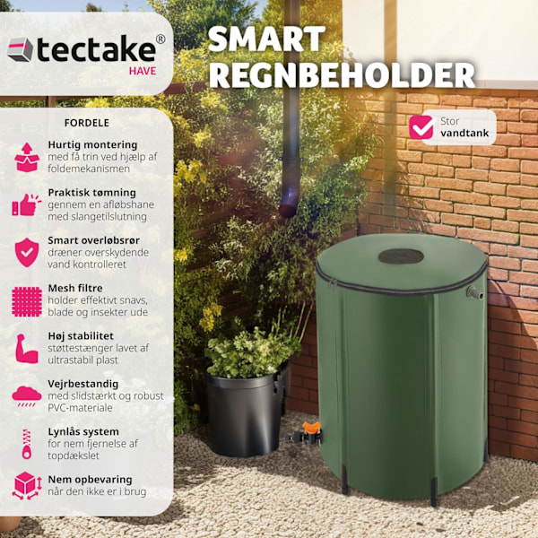 tectake Regnvandsbeholder - 250 L 250 L Green