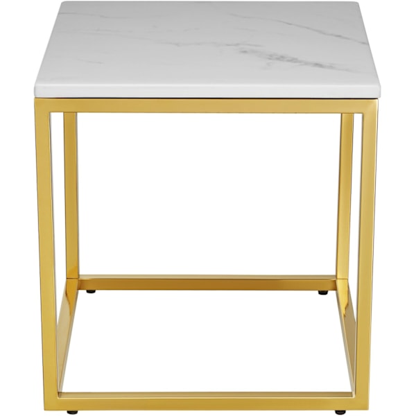 Marmor sidebord Alysia, kvadratisk - hvid/guld White gold