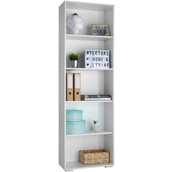 tectake Bogreol Lexi 5 rum 60x30x190cm -  hvid White