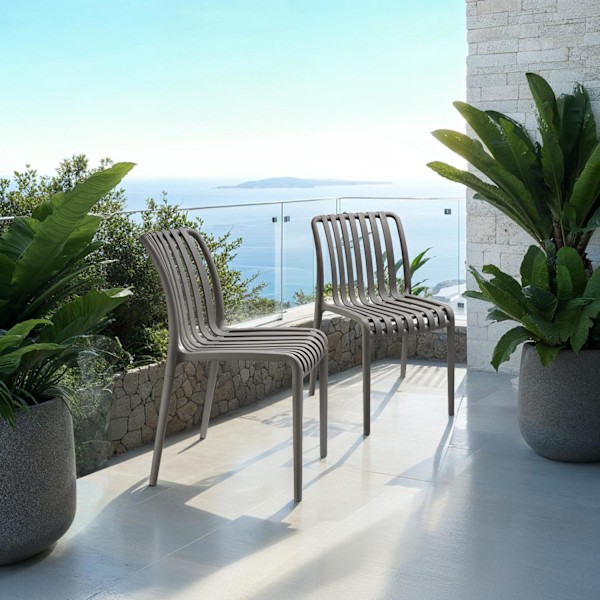 Havestole Alcudia, vejrbestandige, stabelbare - anthrazit,Sæt med 2 stk. Graphite grey