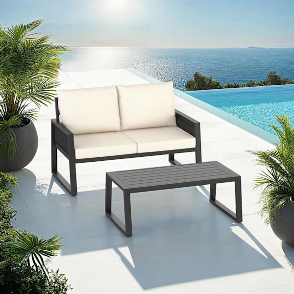 Havemøbelsæt Captive i reb-design - Sæt 2 (1 x sofa / 1 x bord) Graphite grey