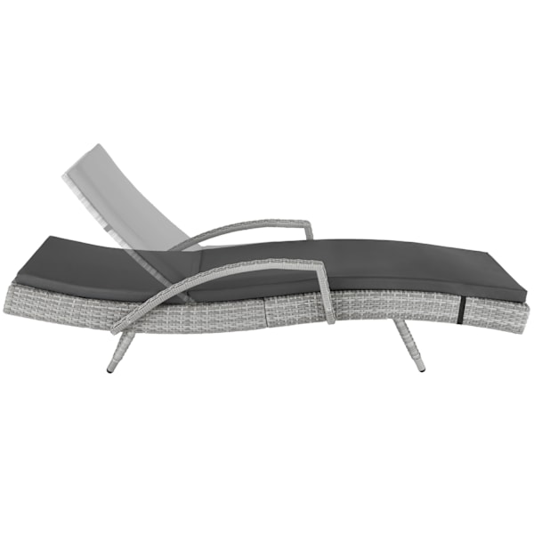 tectake Polyrattan liggestol Océane -  lysegrå Light grey