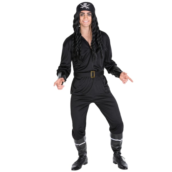 tectake Piraten Stubbeskæg kostume Black M