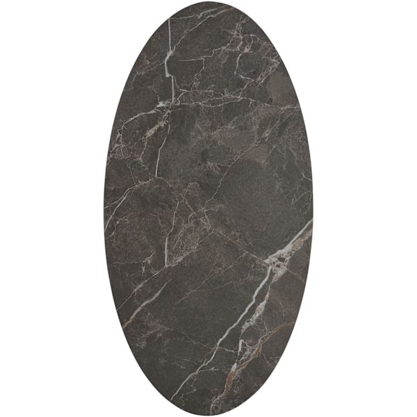 tectake Ovalt sofabord Acerra, marmorlook 100x50x34,5 cm -  sort Black