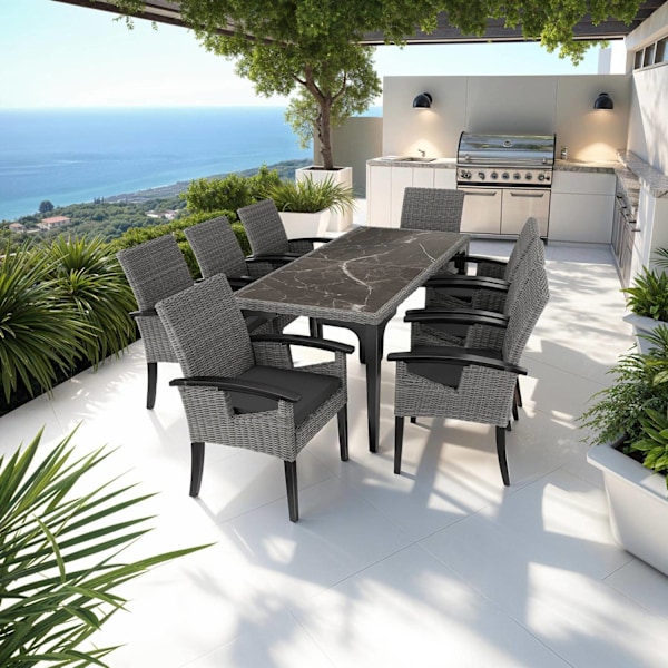 tectake Polyrattan havestol Rosarno -  grå Grey
