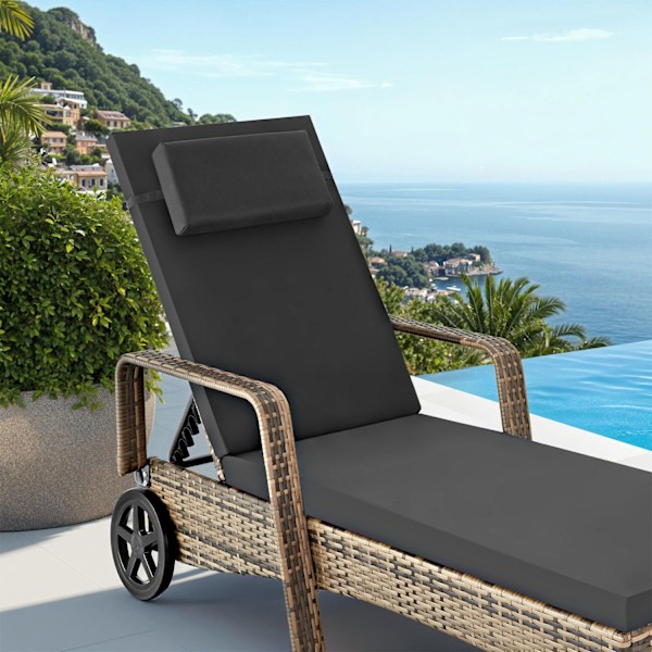 tectake Polyrattan solseng -  natur/mørkegrå Dark grey