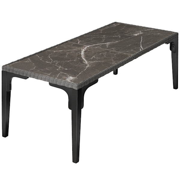 tectake Polyrattan havebord Foggia med 6 stole Rosarno -  grå Grey