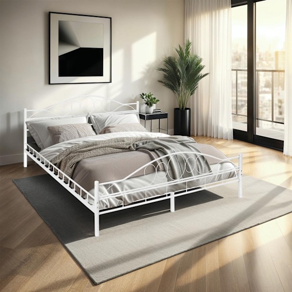 tectake Sengeramme med lamelbund, Klassisk - 200 x 180 cm White
