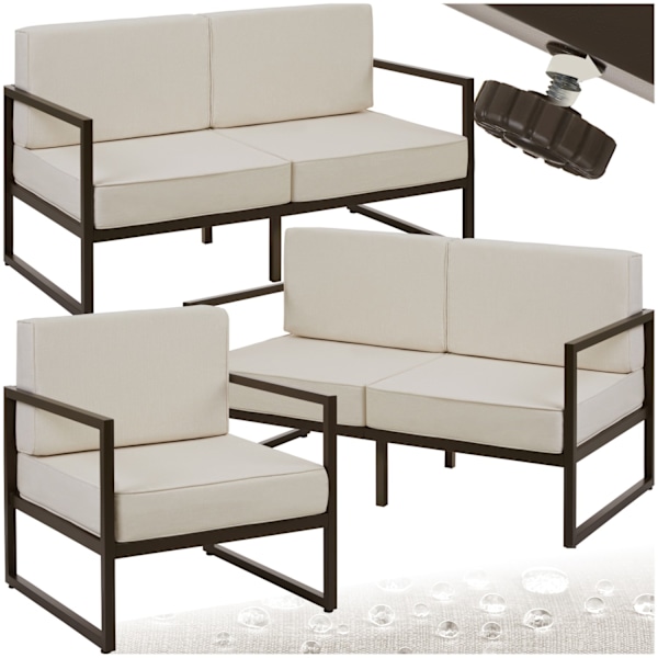 tectake Loungesæt Comosa til 5 personer, XXL-polstring Beige