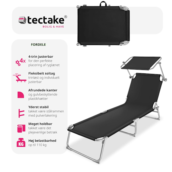 tectake Solseng 4-trin -  sort Black