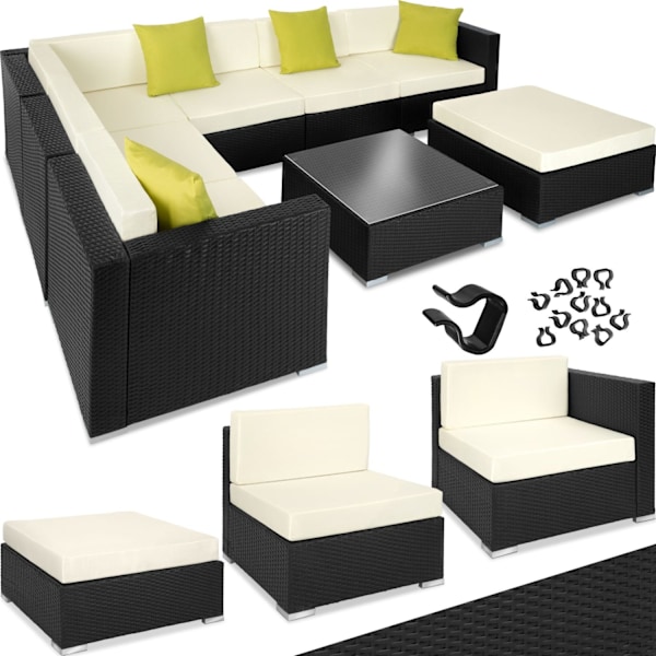 tectake Polyrattan loungesæt Marbella -  sort Black