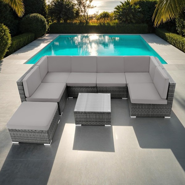 tectake Polyrattan loungesæt Venedig -  grå Grey