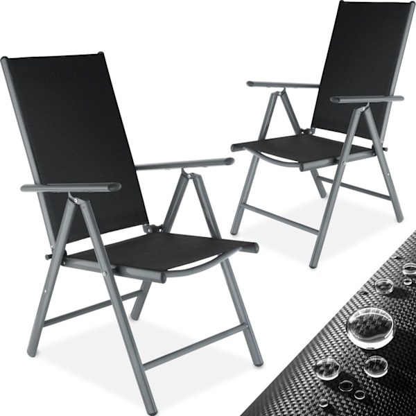 tectake Klapstol i aluminium 2 stk. -  anthrazit Graphite grey