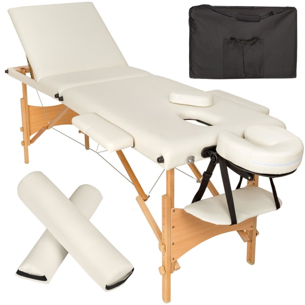 tectake 3-zoners massagebriks sæt Daniel med polstring, hjul og Beige
