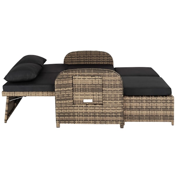 tectake Polyrattan havesofa Kreta med overtræk -  natur Nature