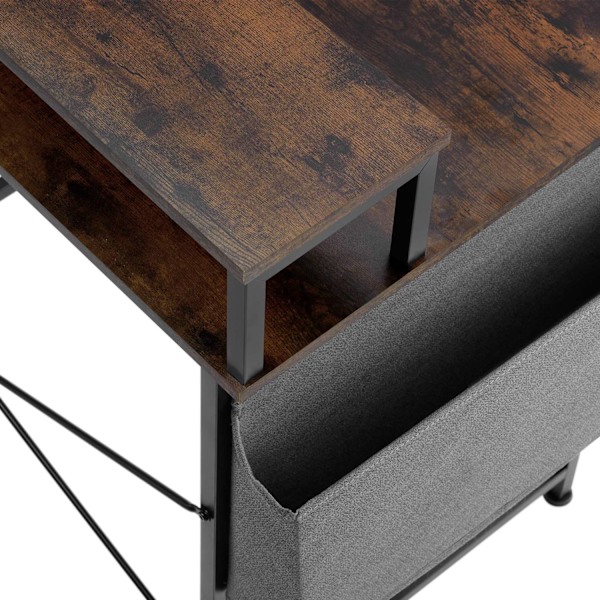 tectake Skrivebord med hylde og stofpose -  Industrielt mørkt træ, rustikt Dark brown