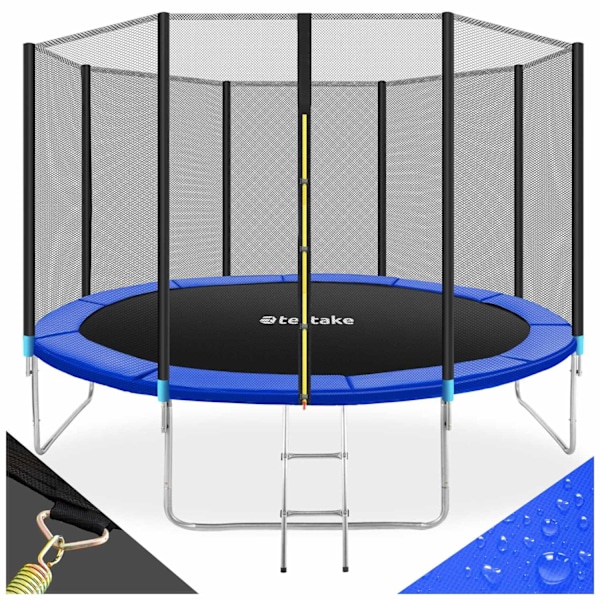 tectake Trampolin med sikkerhedsnet - 396 cm 396 cm Blue