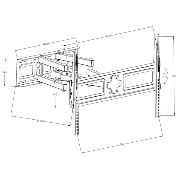 tectake TV-ophæng for 32-100 tommer (81-254 cm) (Vipbar + Svingbar) Black
