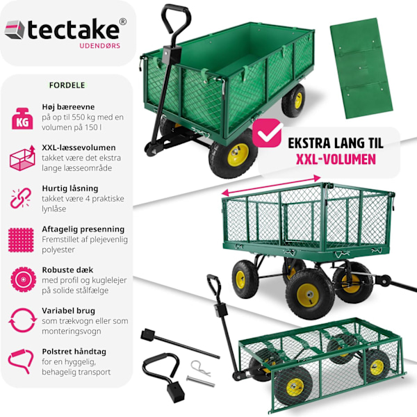 tectake Trækvogn maks 550kg. Green
