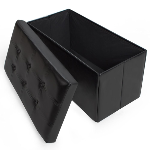 tectake Foldbar puf med opbevaring 80x40x40cm -  sort Black