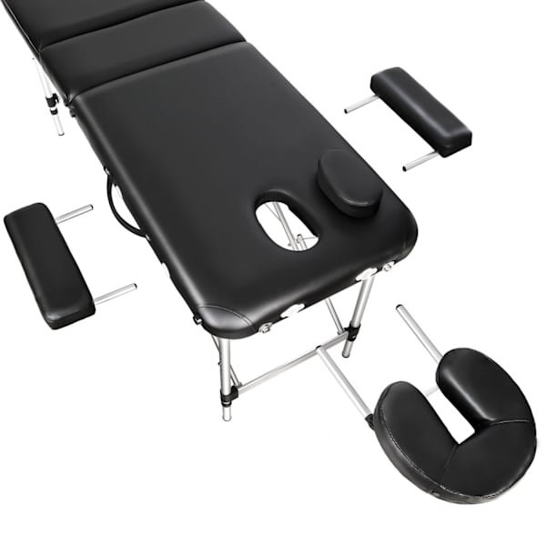 tectake Massagebriks med 2 zoner, polstring, massageruller og aluminiumsstel -  sort Black