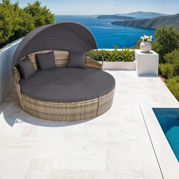 Rund daybed i polyrattan Santorini - natur Nature