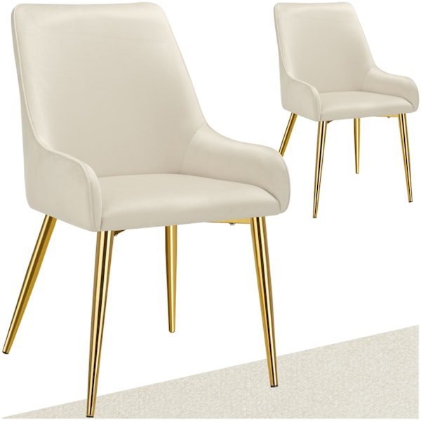 tectake Spisebordsstol Avane, velour, bæreevne 120 kg -  beige Beige