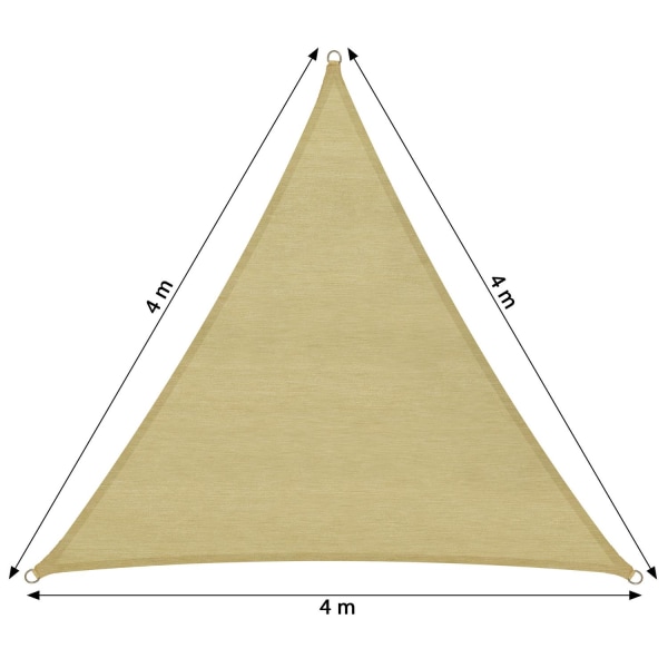 tectake Solsejl trekantet, beige - 400 x 400 x 400 cm 400 x 400 Beige