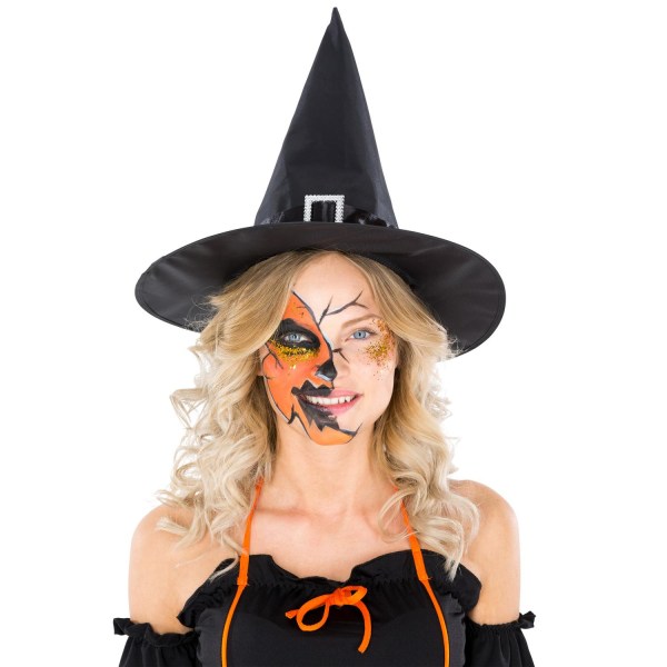 tectake Heks med græskar-detaljer Halloween kostume Black XL