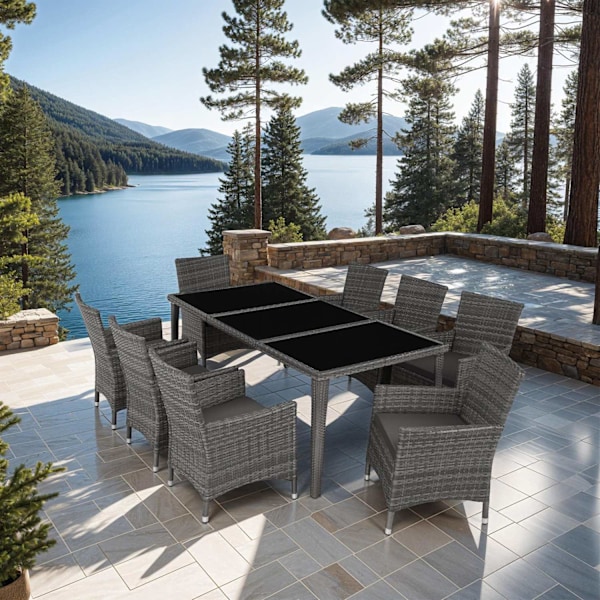 tectake Polyrattan loungesæt Menorca -  grå Grey