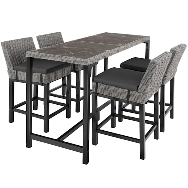 tectake Barstol Latinan i polyrattan -  grå Grey