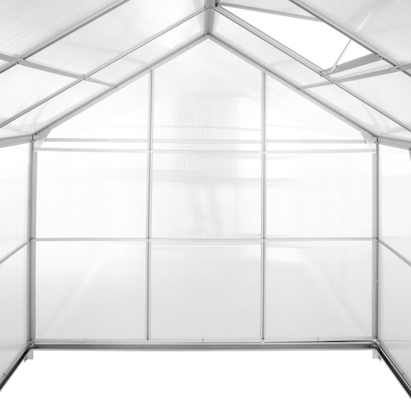 tectake Drivhus af aluminium med fundament, UV-bestandig Transparent