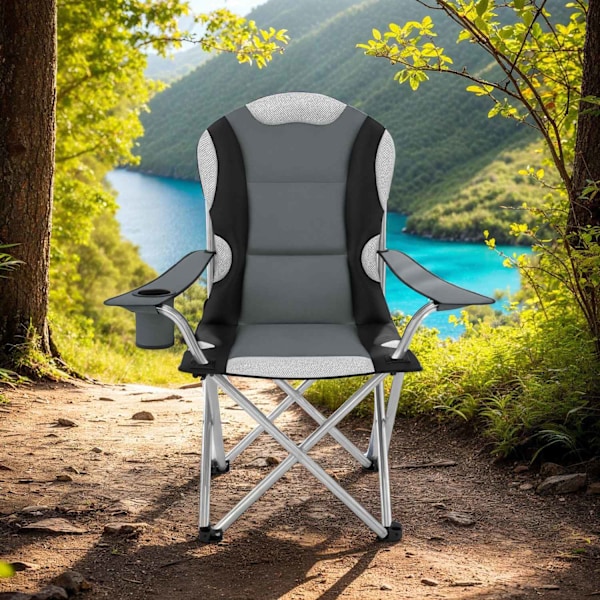 tectake Polstret campingstol -  grå Grey