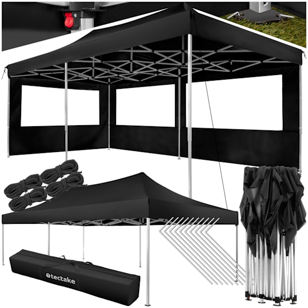 tectake Easy up pavillon Viola 3x6 m med 2 sidestykker -  sort Black