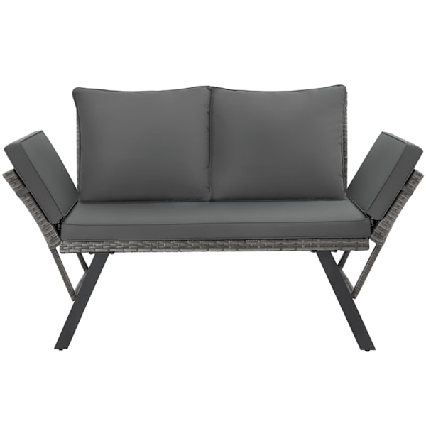 Havesofa polyrattan Sintra, justerbare armlæn, 2 i 1 - grå Grey