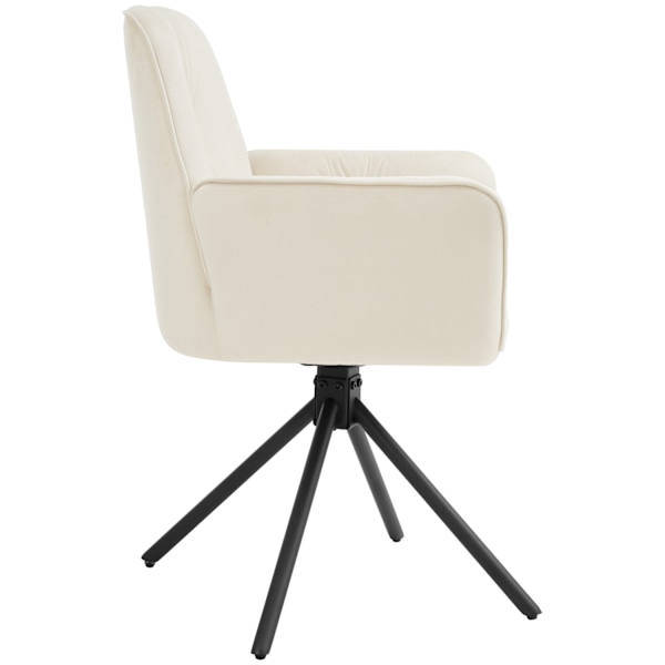 Stol Lenia, polstret - Velour creme/sort,Sæt med 2 stk. Velour creme/sort
