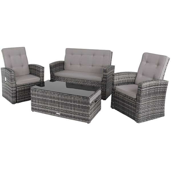 tectake Polyrattan loungesæt Bari -  grå Grey