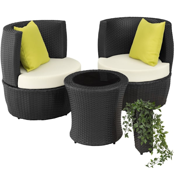 tectake Polyrattan loungesæt Nizza -  sort Black