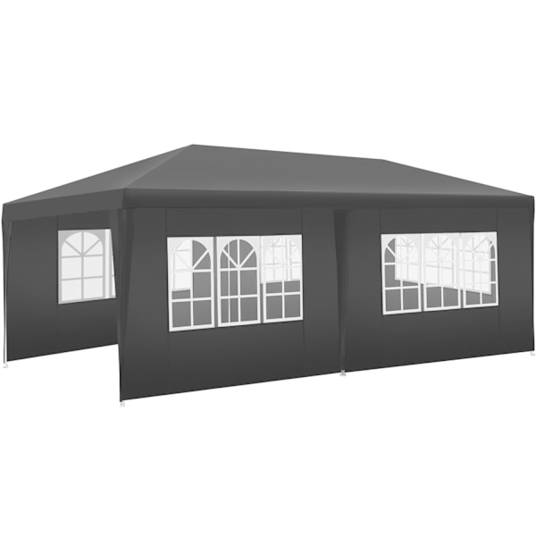 tectake Havepavillon Vivara 6x3m med 5 sidepaneler -  grå Grey