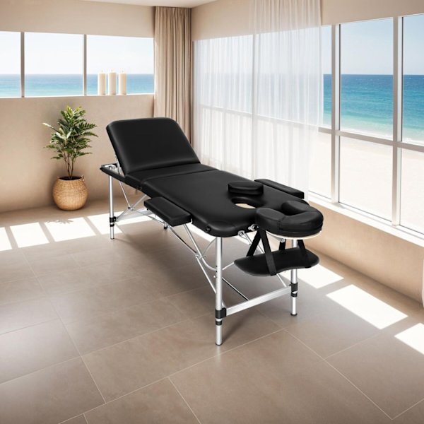 tectake Massagebriks i aluminium med 3 zoner, 5 cm polstring + taske -  sort Black