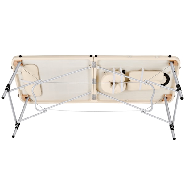 tectake Massagebriks med 2 zoner, polstring, massageruller og aluminiumsstel -  beige Beige