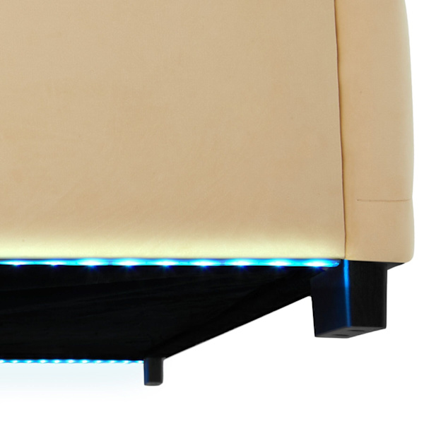 Sengeramme med LED-strips og opbevaring - beige,140 x 200 cm Beige