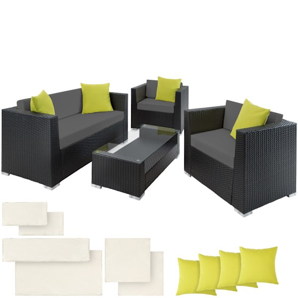 tectake Polyrattan loungesæt München -  sort Black