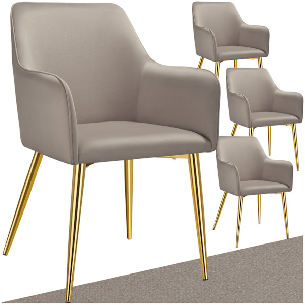 tectake Stol Avane, velour, polstret -  taupe taupe
